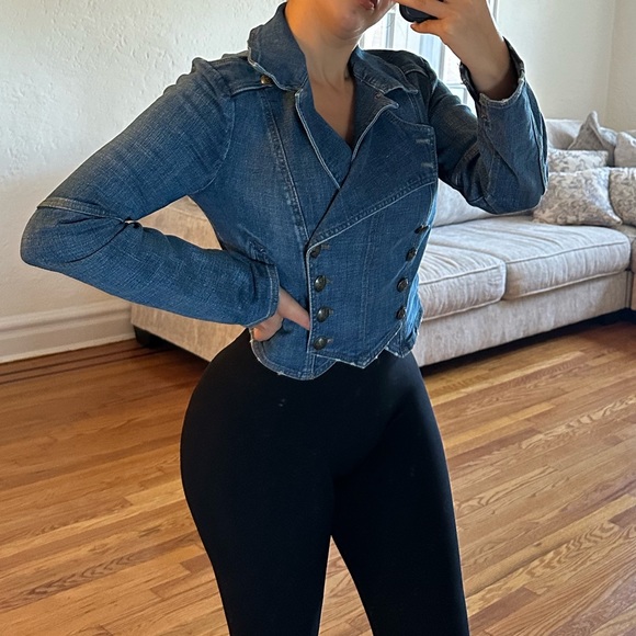 Gorgeous Free People Denim Military Band Jacketš - Picture 8 of 12